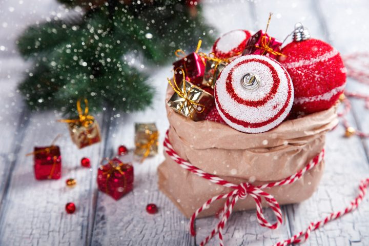 Christmas Decoration Toys in a paper bag
