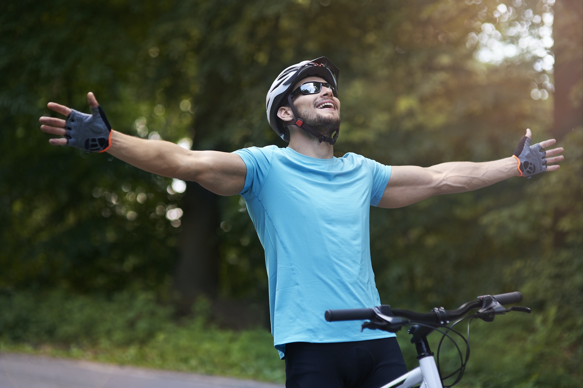 Cyclist on the finish line