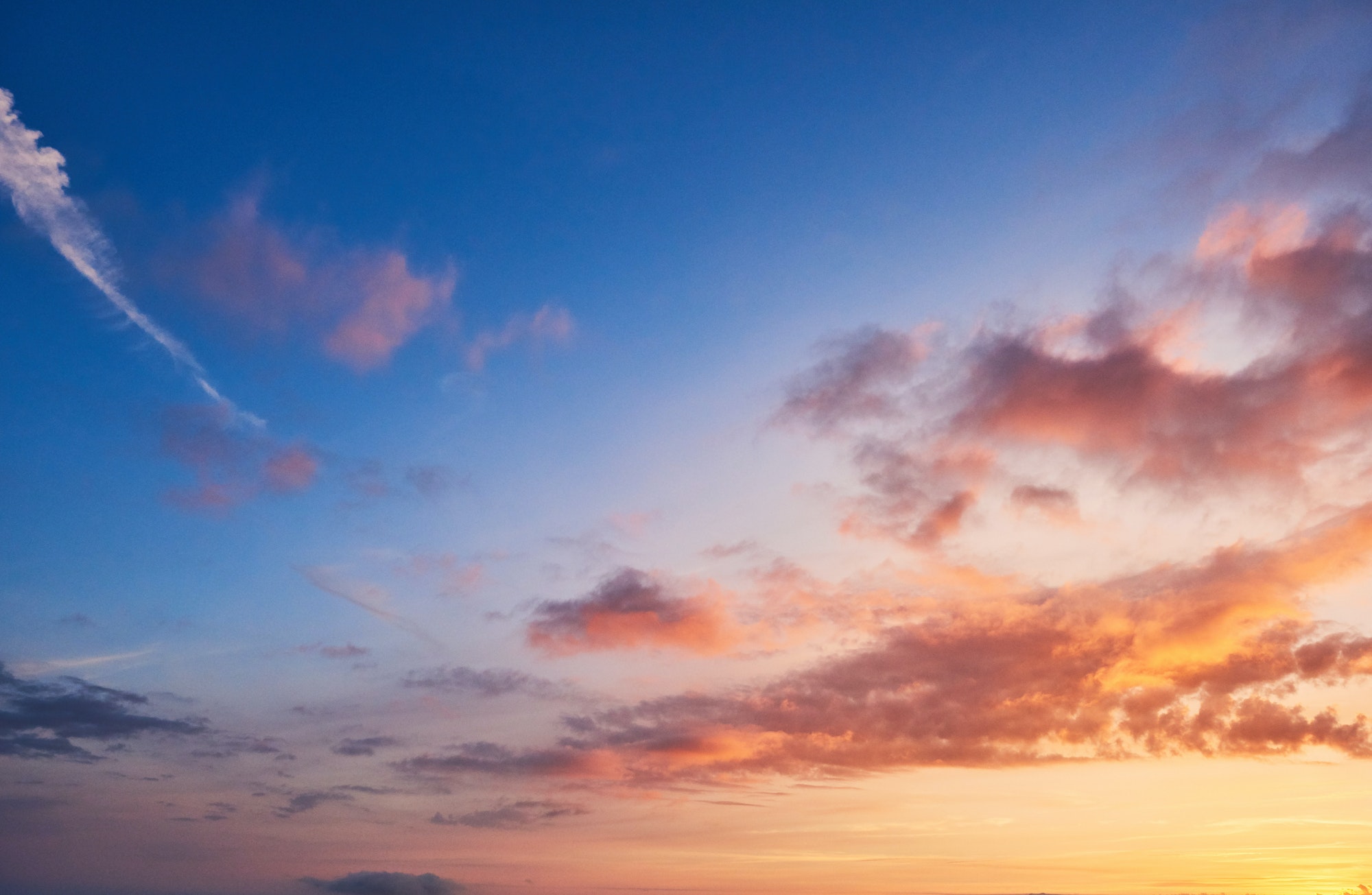 Dramatic sunset and sunrise sky
